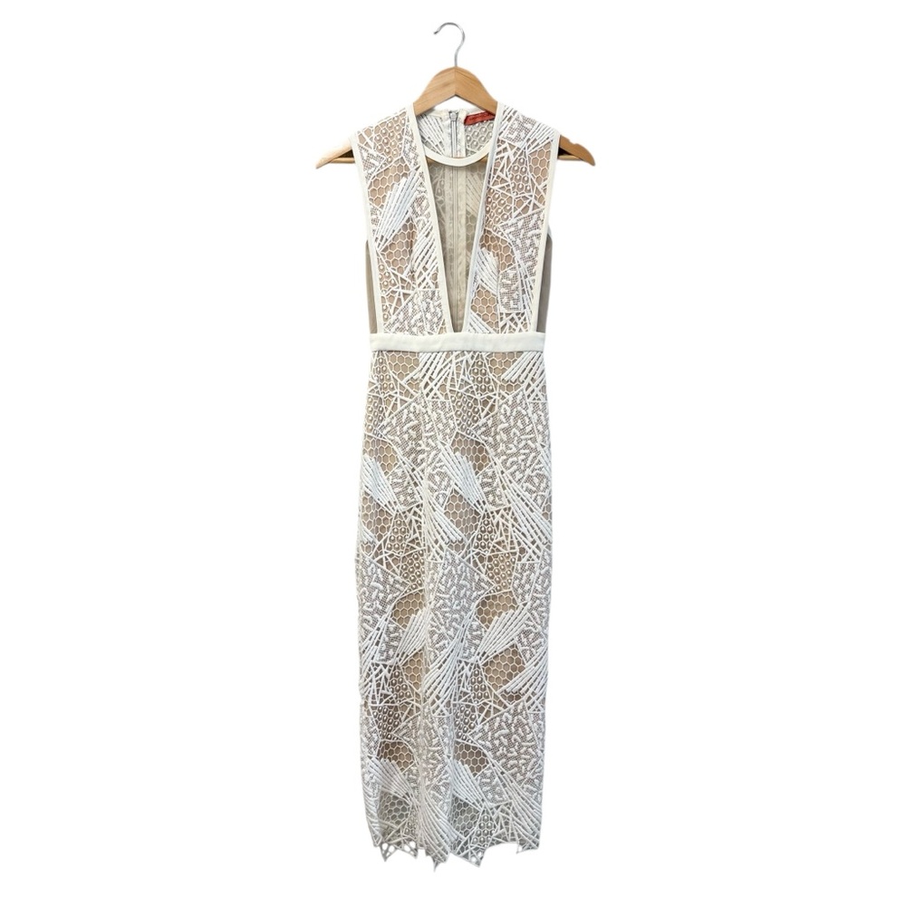 Manning Cartell Gallery Views Midi Dress Ivory White Nude Illusion, Size P (XS)